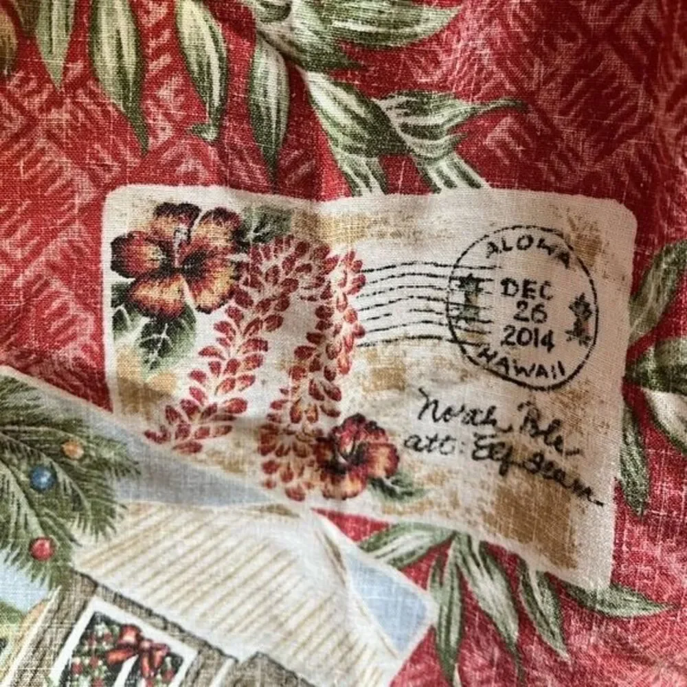 Reyn Spooner Mele Kalikimaka 2014 Hawaiian Xmas Santa Hula Woody Surf Shirt L